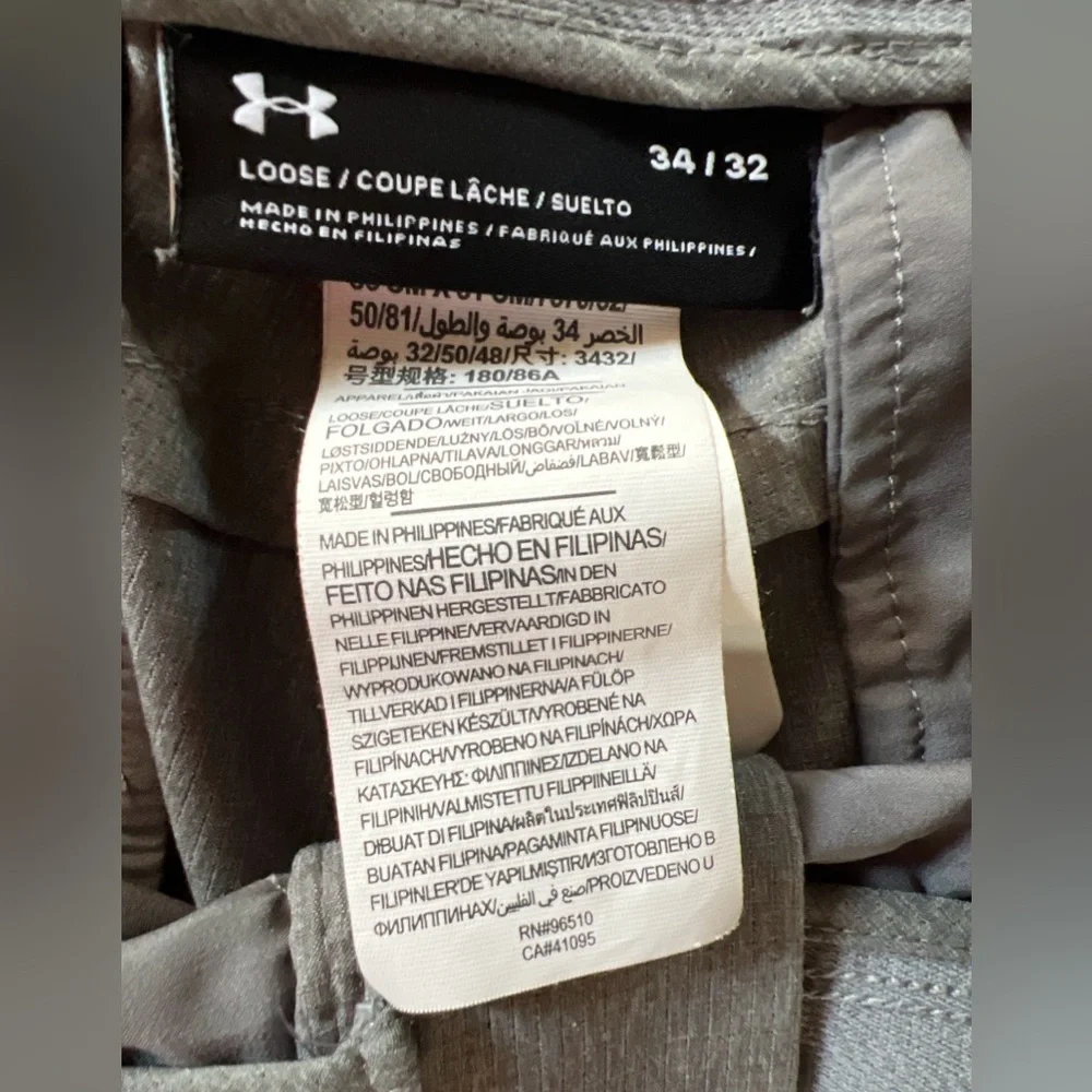 Under Armour Pants Men’s 34x32 Gray Loose Golf Performance Stretch Straight Leg